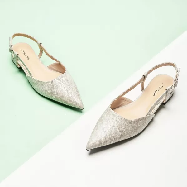 C.Paravano Women's Slingback Flats | Pointed Toe Slingback Flats for Women | Kitten Heel Slingback Sandals | Adjustable Ankle Strap Shoes