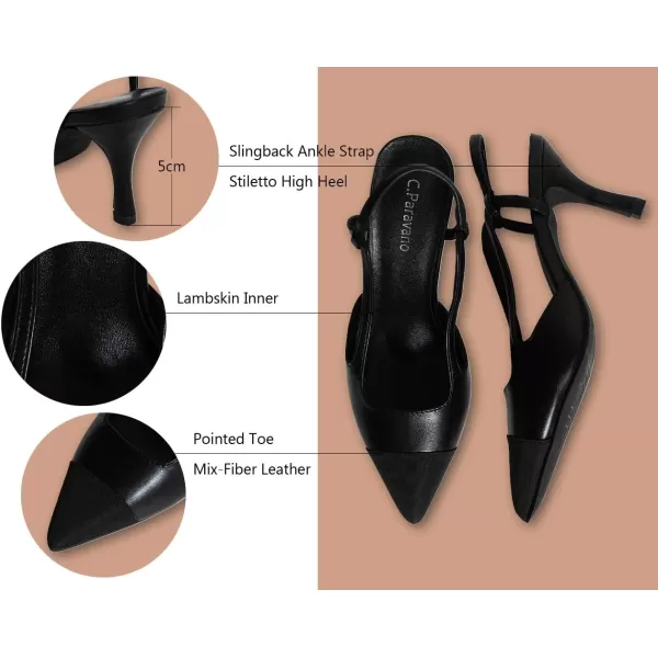 C.Paravano Women's Slingback | Leather Slingback Flats | Pointed Toe Slingback Pumps | Comfort Heeled Sandal | Slip on Flats Shoes for Wedding