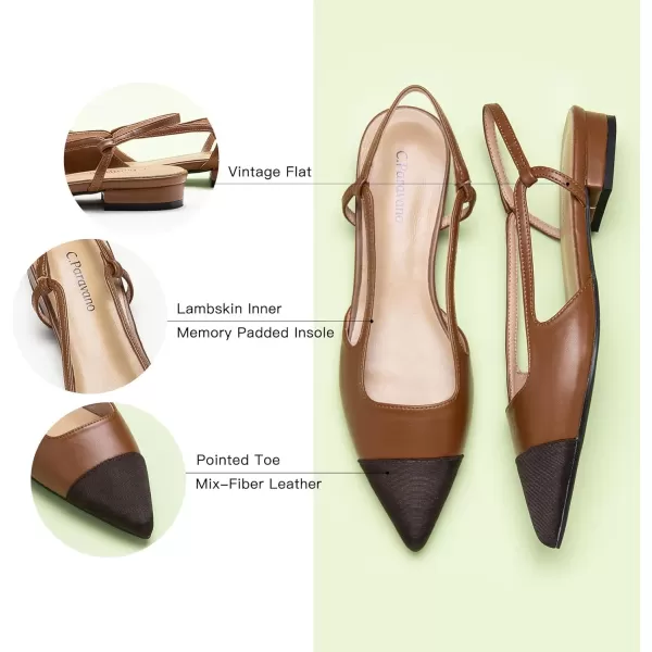 C.Paravano Women's Slingback | Leather Slingback Flats | Pointed Toe Slingback Pumps | Comfort Heeled Sandal | Slip on Flats Shoes for Wedding