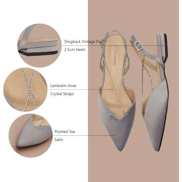 C.Paravano Women's Slingback | Leather Slingback Flats | Pointed Toe Slingback Pumps | Comfort Heeled Sandal | Slip on Flats Shoes for Wedding