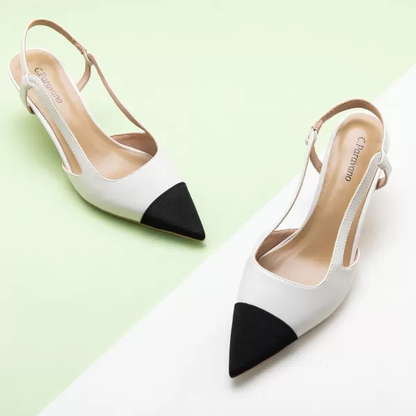 C.Paravano Women's Slingback | Leather Slingback Flats | Pointed Toe Slingback Pumps | Comfort Heeled Sandal | Slip on Flats Shoes for Wedding