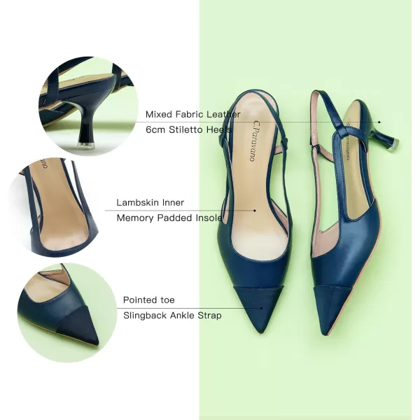 C.Paravano Women's Slingback | Leather Slingback Flats | Pointed Toe Slingback Pumps | Comfort Heeled Sandal | Slip on Flats Shoes for Wedding
