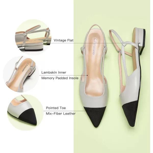 C.Paravano Women's Slingback | Leather Slingback Flats | Pointed Toe Slingback Pumps | Comfort Heeled Sandal | Slip on Flats Shoes for Wedding