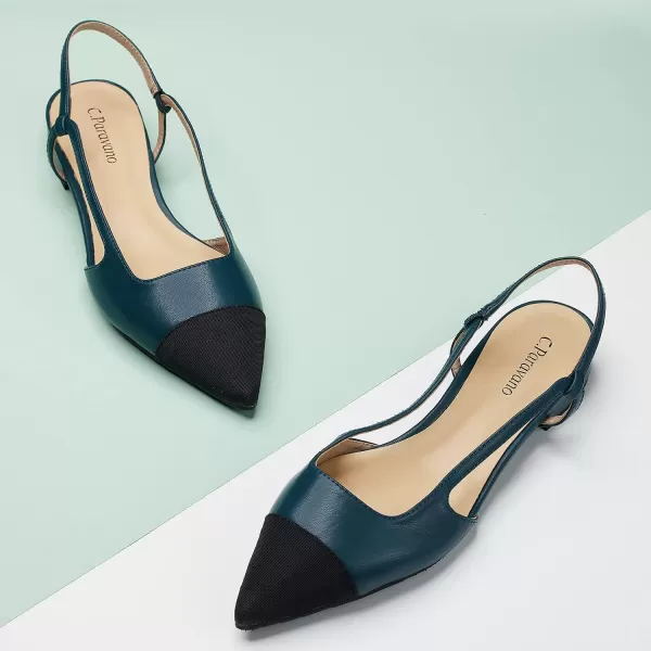 C.Paravano Women's Slingback | Leather Slingback Flats | Pointed Toe Slingback Pumps | Comfort Heeled Sandal | Slip on Flats Shoes for Wedding