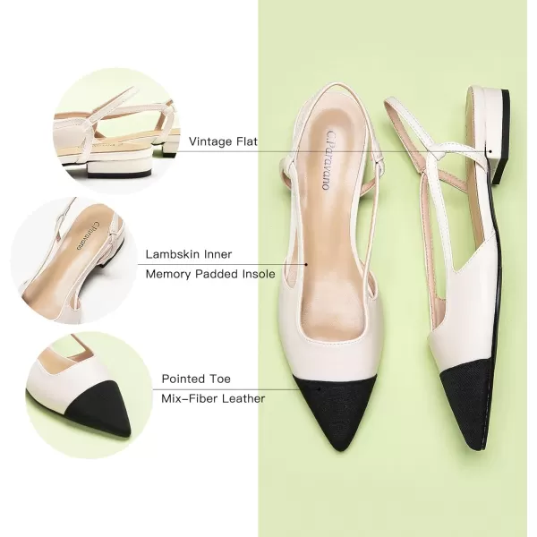 C.Paravano Women's Slingback | Leather Slingback Flats | Pointed Toe Slingback Pumps | Comfort Heeled Sandal | Slip on Flats Shoes for Wedding