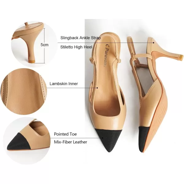 C.Paravano Women's Slingback | Leather Slingback Flats | Pointed Toe Slingback Pumps | Comfort Heeled Sandal | Slip on Flats Shoes for Wedding