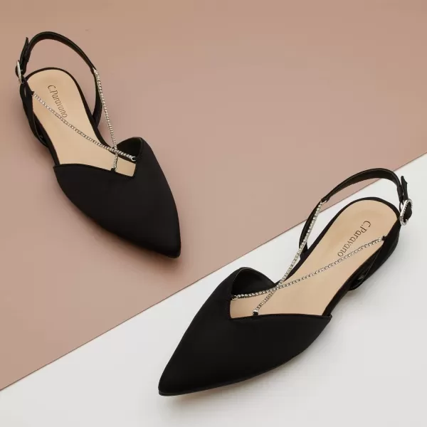 C.Paravano Women's Slingback | Leather Slingback Flats | Pointed Toe Slingback Pumps | Comfort Heeled Sandal | Slip on Flats Shoes for Wedding