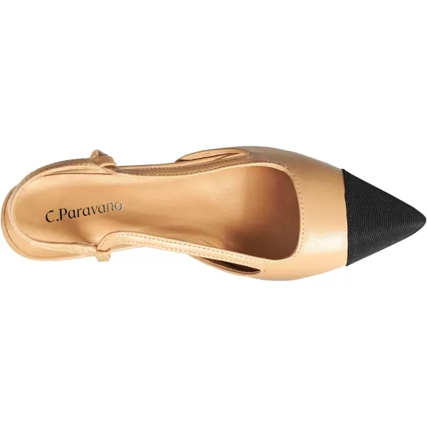 C.Paravano Women's Slingback | Leather Slingback Flats | Pointed Toe Slingback Pumps | Comfort Heeled Sandal | Slip on Flats Shoes for Wedding
