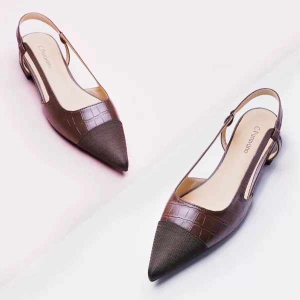 C.Paravano Women's Slingback | Leather Slingback Flats | Pointed Toe Slingback Pumps | Comfort Heeled Sandal | Slip on Flats Shoes for Wedding