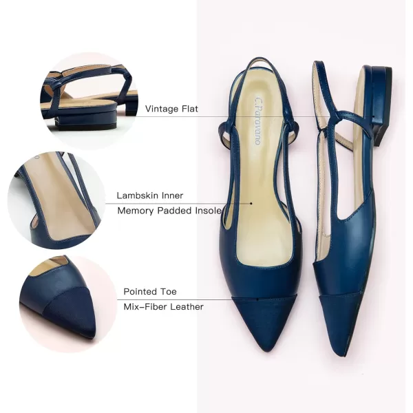 C.Paravano Women's Slingback | Leather Slingback Flats | Pointed Toe Slingback Pumps | Comfort Heeled Sandal | Slip on Flats Shoes for Wedding
