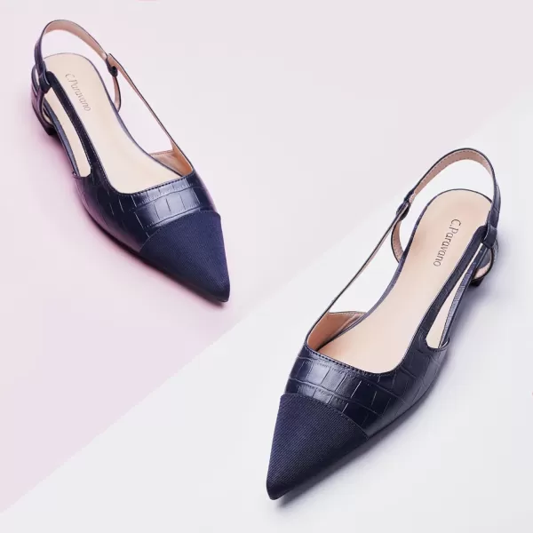 C.Paravano Women's Slingback | Leather Slingback Flats | Pointed Toe Slingback Pumps | Comfort Heeled Sandal | Slip on Flats Shoes for Wedding