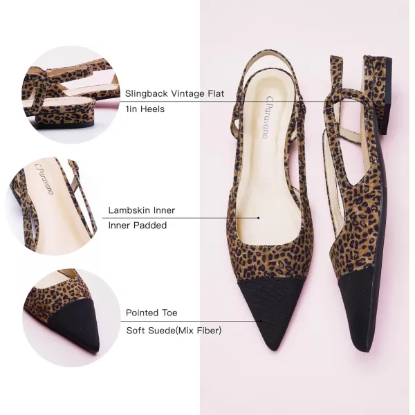 C.Paravano Women's Slingback | Leather Slingback Flats | Pointed Toe Slingback Pumps | Comfort Heeled Sandal | Slip on Flats Shoes for Wedding
