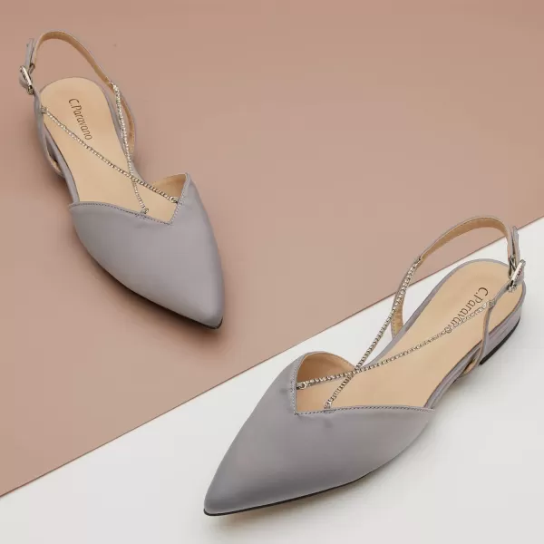 C.Paravano Women's Slingback | Leather Slingback Flats | Pointed Toe Slingback Pumps | Comfort Heeled Sandal | Slip on Flats Shoes for Wedding