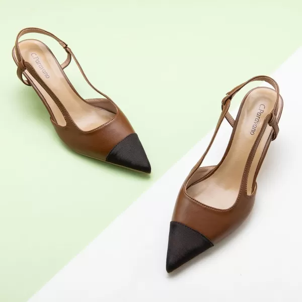 C.Paravano Women's Slingback | Leather Slingback Flats | Pointed Toe Slingback Pumps | Comfort Heeled Sandal | Slip on Flats Shoes for Wedding