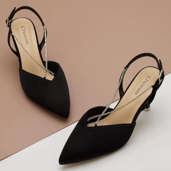 C.Paravano Women's Slingback | Leather Slingback Flats | Pointed Toe Slingback Pumps | Comfort Heeled Sandal | Slip on Flats Shoes for Wedding