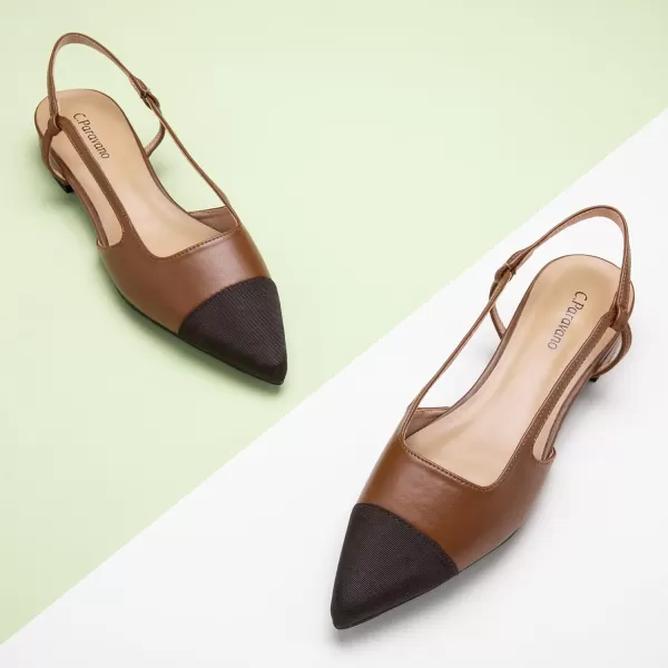 C.Paravano Women's Slingback | Leather Slingback Flats | Pointed Toe Slingback Pumps | Comfort Heeled Sandal | Slip on Flats Shoes for Wedding