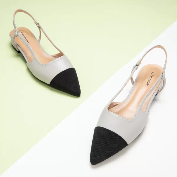C.Paravano Women's Slingback | Leather Slingback Flats | Pointed Toe Slingback Pumps | Comfort Heeled Sandal | Slip on Flats Shoes for Wedding