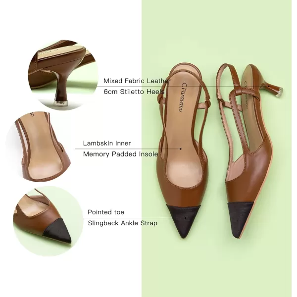 C.Paravano Women's Slingback | Leather Slingback Flats | Pointed Toe Slingback Pumps | Comfort Heeled Sandal | Slip on Flats Shoes for Wedding