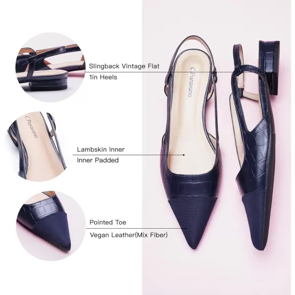 C.Paravano Women's Slingback | Leather Slingback Flats | Pointed Toe Slingback Pumps | Comfort Heeled Sandal | Slip on Flats Shoes for Wedding