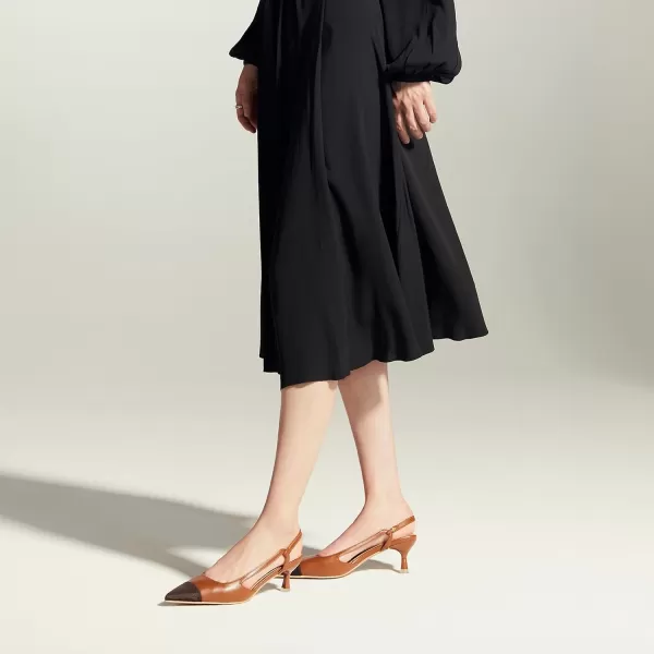C.Paravano Women's Slingback | Leather Slingback Flats | Pointed Toe Slingback Pumps | Comfort Heeled Sandal | Slip on Flats Shoes for Wedding