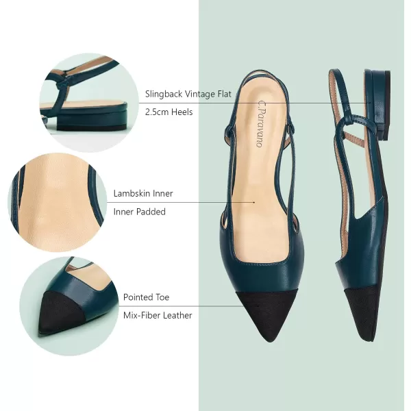 C.Paravano Women's Slingback | Leather Slingback Flats | Pointed Toe Slingback Pumps | Comfort Heeled Sandal | Slip on Flats Shoes for Wedding
