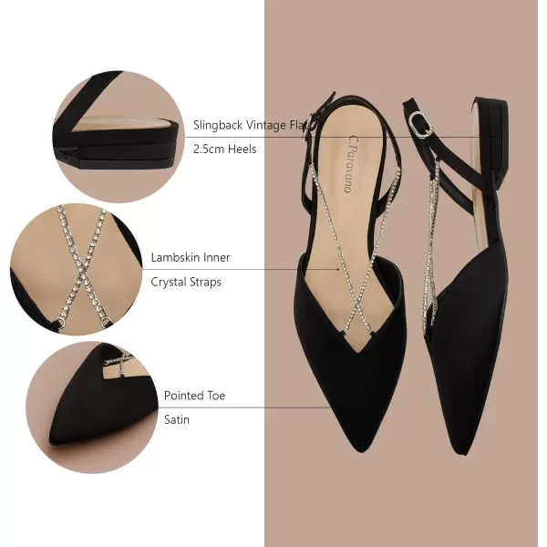 C.Paravano Women's Slingback | Leather Slingback Flats | Pointed Toe Slingback Pumps | Comfort Heeled Sandal | Slip on Flats Shoes for Wedding