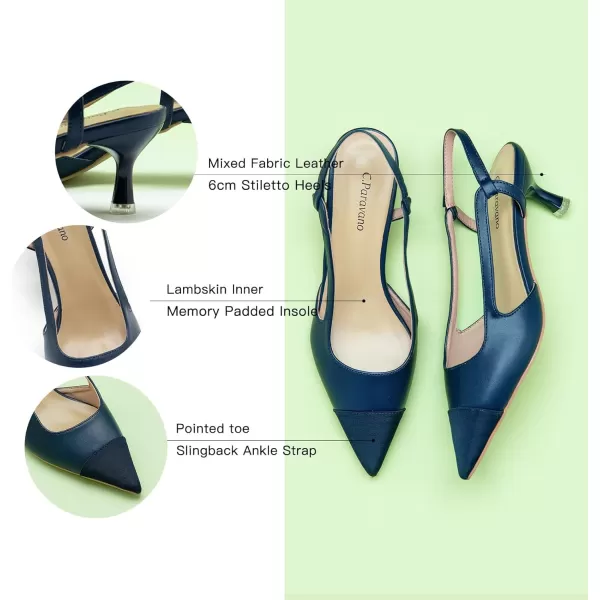 C.Paravano Women's Slingback | Leather Slingback Flats | Pointed Toe Slingback Pumps | Comfort Heeled Sandal | Slip on Flats Shoes for Wedding