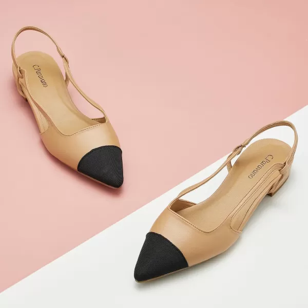 C.Paravano Women's Slingback | Leather Slingback Flats | Pointed Toe Slingback Pumps | Comfort Heeled Sandal | Slip on Flats Shoes for Wedding