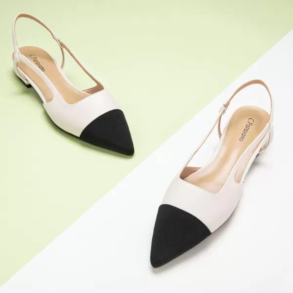 C.Paravano Women's Slingback | Leather Slingback Flats | Pointed Toe Slingback Pumps | Comfort Heeled Sandal | Slip on Flats Shoes for Wedding