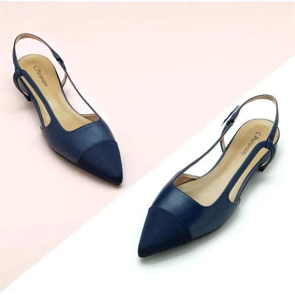 C.Paravano Women's Slingback | Leather Slingback Flats | Pointed Toe Slingback Pumps | Comfort Heeled Sandal | Slip on Flats Shoes for Wedding
