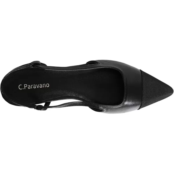 C.Paravano Women's Slingback | Leather Slingback Flats | Pointed Toe Slingback Pumps | Comfort Heeled Sandal | Slip on Flats Shoes for Wedding