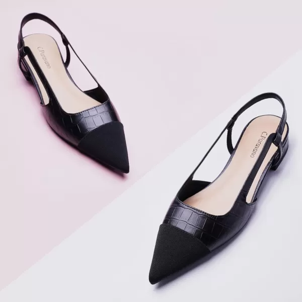 C.Paravano Women's Slingback | Leather Slingback Flats | Pointed Toe Slingback Pumps | Comfort Heeled Sandal | Slip on Flats Shoes for Wedding