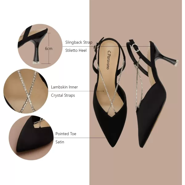 C.Paravano Women's Slingback | Leather Slingback Flats | Pointed Toe Slingback Pumps | Comfort Heeled Sandal | Slip on Flats Shoes for Wedding