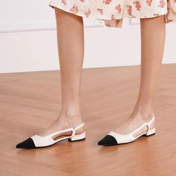 C.Paravano Women's Slingback | Leather Slingback Flats | Pointed Toe Slingback Pumps | Comfort Heeled Sandal | Slip on Flats Shoes for Wedding