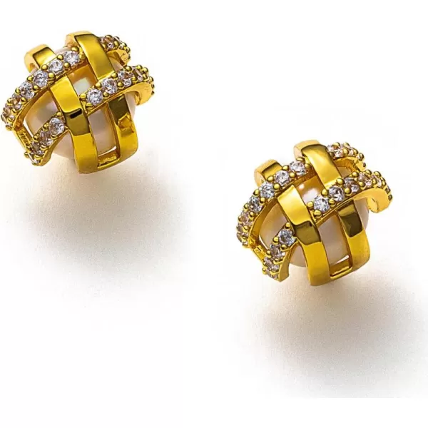 C.Paravano 18K Gold Earrings Studs | Stud Earrings for Women | Hypoallergenic Earring for Women | Flatback Stud Earrings | Stud Earrings Gold