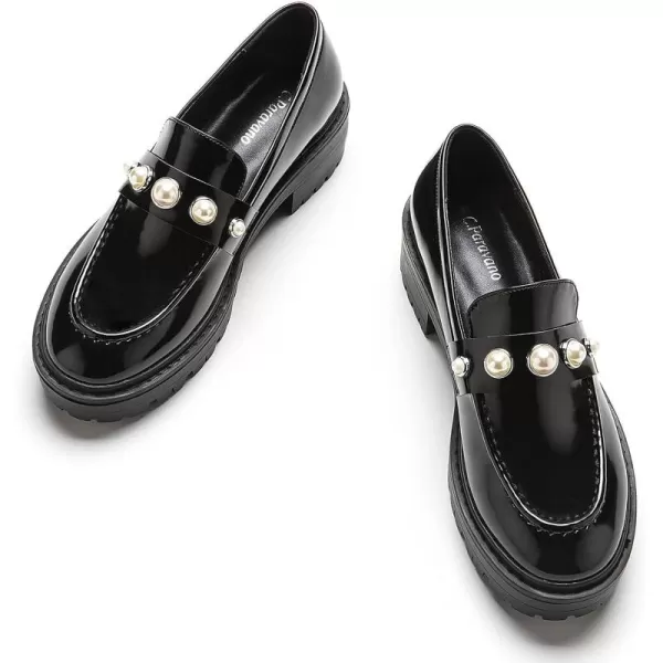 C.Paravano Chunky Loafers for Women Comfort | Womens Loafers Shoes Casual | Platform Loafers for Women | Lug Sole Loafers | Womens Penny Loafers | Lady Loafers Black | Exquisite Print Loafers