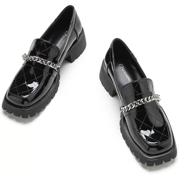C.Paravano Chunky Loafers for Women Comfort | Womens Loafers Shoes Casual | Platform Loafers for Women | Lug Sole Loafers | Womens Penny Loafers | Lady Loafers Black | Exquisite Print Loafers