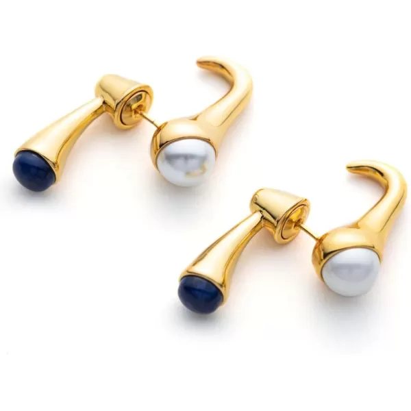 C.Paravano Gold Earrings Dangle | Dangle Earrings Pearl Gold | Wedding Earrings Gold | 18K Gold Plated Earrings for Women | 925 Sterling Silver Earrings for Women