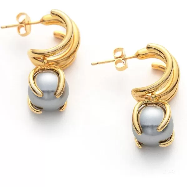 C.Paravano Gold Earrings Dangle | Dangle Earrings Pearl Gold | Wedding Earrings Gold | 18K Gold Plated Earrings for Women | 925 Sterling Silver Earrings for Women