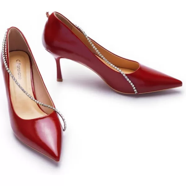 C.Paravano Women's Flats | Flats for Women | Ballet Flats | Crystal Chain Flat Shoes | Pointed Toe Flats | Wedding Flats | Slip on Flats Shoes
