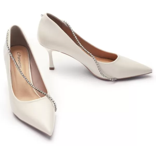 C.Paravano Women's Flats | Flats for Women | Ballet Flats | Crystal Chain Flat Shoes | Pointed Toe Flats | Wedding Flats | Slip on Flats Shoes