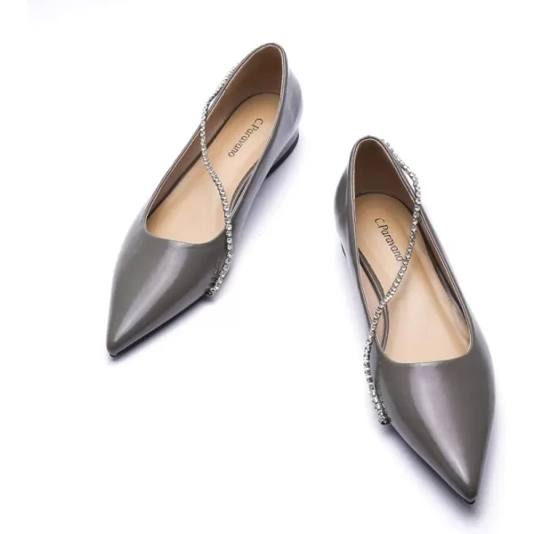C.Paravano Women's Flats | Flats for Women | Ballet Flats | Crystal Chain Flat Shoes | Pointed Toe Flats | Wedding Flats | Slip on Flats Shoes