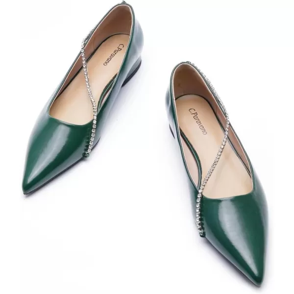 C.Paravano Women's Flats | Flats for Women | Ballet Flats | Crystal Chain Flat Shoes | Pointed Toe Flats | Wedding Flats | Slip on Flats Shoes