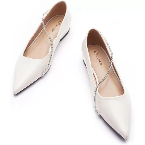 C.Paravano Women's Flats | Flats for Women | Ballet Flats | Crystal Chain Flat Shoes | Pointed Toe Flats | Wedding Flats | Slip on Flats Shoes