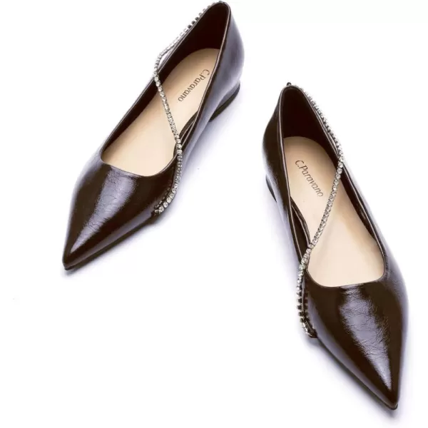 C.Paravano Women's Flats | Flats for Women | Ballet Flats | Crystal Chain Flat Shoes | Pointed Toe Flats | Wedding Flats | Slip on Flats Shoes