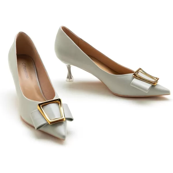 C.Paravano Women's Pump I Pointed Toe Kitten Heel I Closed Toe Low Heel I Comfortable Dress Pump I Leather Wedding Shoes