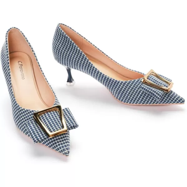C.Paravano Women's Pump I Pointed Toe Kitten Heel I Closed Toe Low Heel I Comfortable Dress Pump I Leather Wedding Shoes