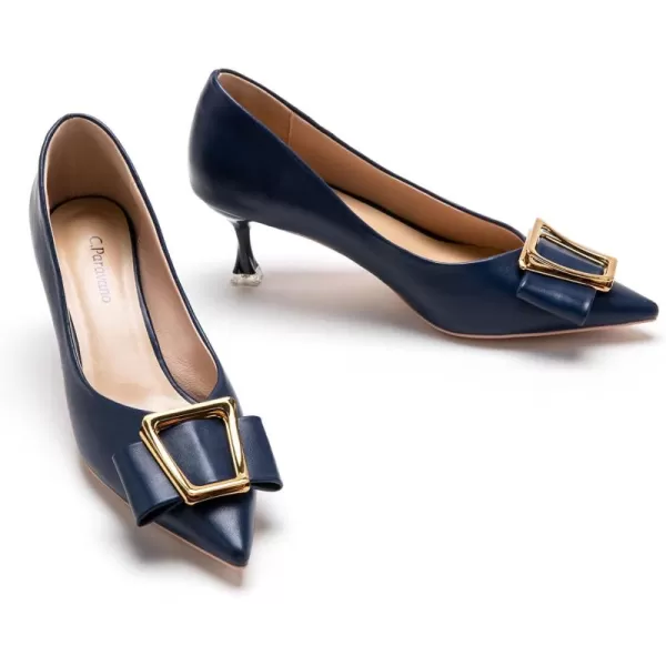 C.Paravano Women's Pump I Pointed Toe Kitten Heel I Closed Toe Low Heel I Comfortable Dress Pump I Leather Wedding Shoes