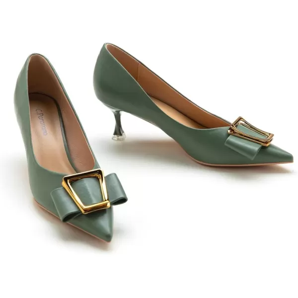 C.Paravano Women's Pump I Pointed Toe Kitten Heel I Closed Toe Low Heel I Comfortable Dress Pump I Leather Wedding Shoes