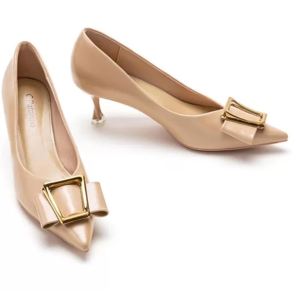 C.Paravano Women's Pump I Pointed Toe Kitten Heel I Closed Toe Low Heel I Comfortable Dress Pump I Leather Wedding Shoes